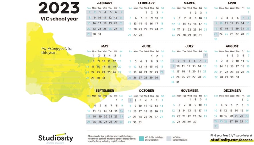 School terms and public holiday dates for VIC in 2023 Studiosity